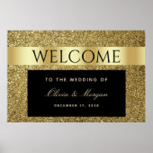 Poster de bienvenue du Mariage noir et or chic (Devant)