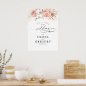 Poster de bienvenue du Mariage Pampas Grass Floral (Cuisine)