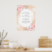 Poster de bienvenue du Mariage Pampas Grass Floral (Cuisine)