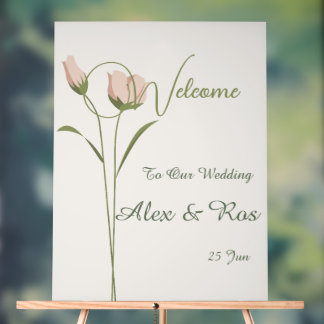 Poster de bienvenue du Mariage rose Floral