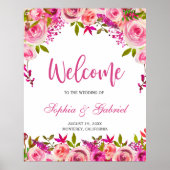 Poster de bienvenue du Mariage rose Fuchsia (Devant)