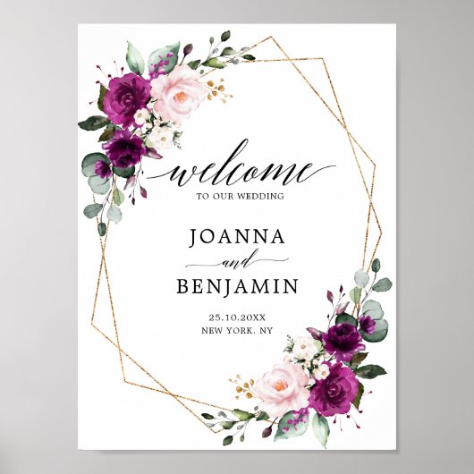 Poster de bienvenue du Mariage Rose rose rose viol (Devant)