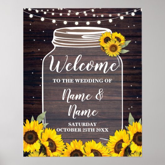 Poster de bienvenue Mariage Poster de tournesol Po (Devant)