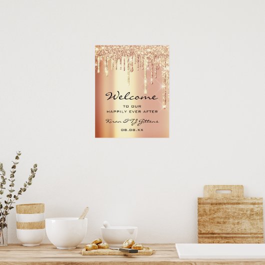 Poster de bienvenue mariage Rose Gold Drivers (Cuisine)