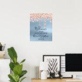 Poster de bienvenue mariage Rose Gold Drives Bleu (Bureau à domicile)