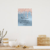 Poster de bienvenue mariage Rose Gold Drives Bleu (Cuisine)