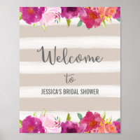 Poster de bienvenue Pink Flowers Imprimer