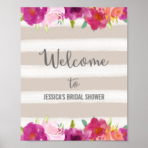 Poster de bienvenue Pink Flowers Imprimer