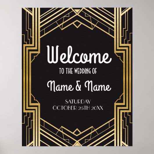 Poster de bienvenue Poster de Mariage Art Déco Gat (Devant)