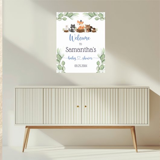 Poster de bienvenue pour le Baby shower animal de 