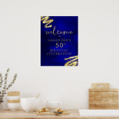 Poster de bienvenue Royal Blue and Gold Birthday 1 (Cuisine)
