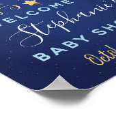 Poster De Bienvenue Sur La Lune Et Le Baby shower  (Coin)