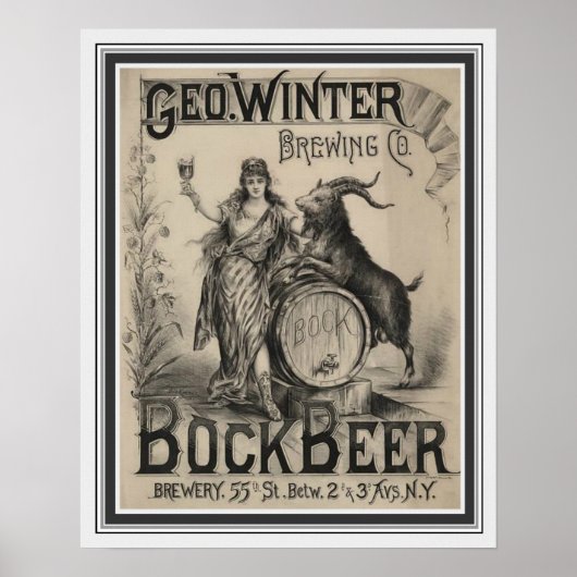 Poster de bière Bock vintage 16 x 20 (Devant)