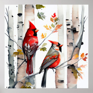 Poster de Birch Tree et Cardinals