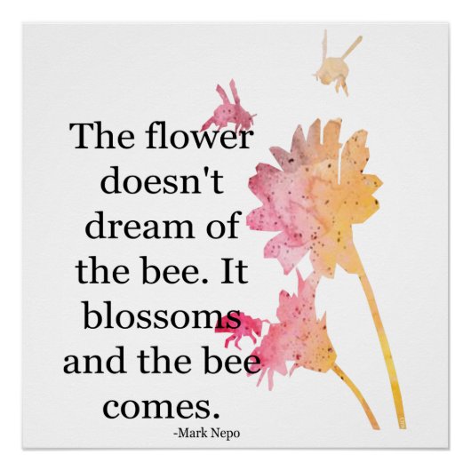 Poster De bloem droomt niet van de bij Perfect Poster (Voorkant)