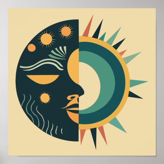 Poster de Boho Sun et Moon Wall Art (Devant)