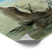 Poster de bois de chauffe sur l'aquarelle de plage (Coin)