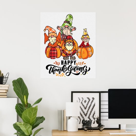 Poster de bons thanksgivings Gnomes (Bureau à domicile)