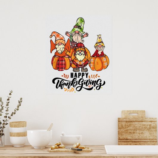Poster de bons thanksgivings Gnomes (Cuisine)