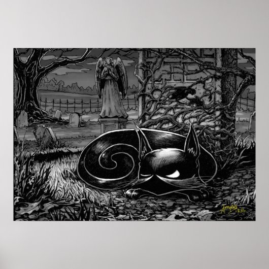 Poster de Boo Kitty Naps dans un cimetière (Devant)