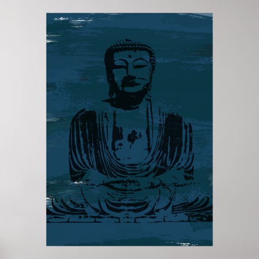 Poster de Bouddha Grunge - Turquoise foncé (Devant)