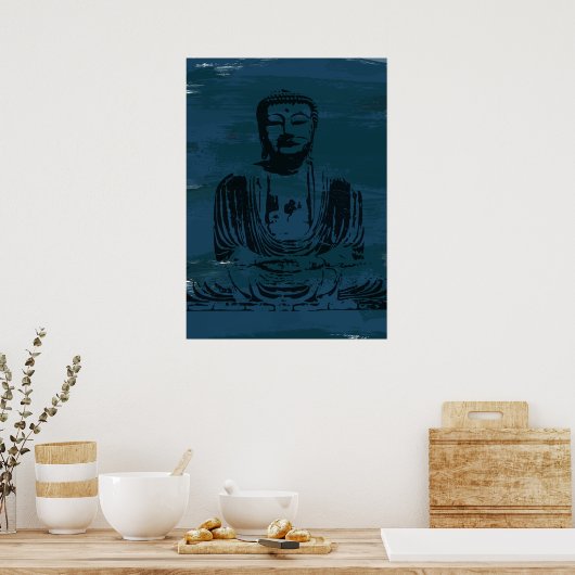 Poster de Bouddha Grunge - Turquoise foncé (Cuisine)