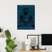 Poster de Bouddha Grunge - Turquoise foncé (Bureau à domicile)