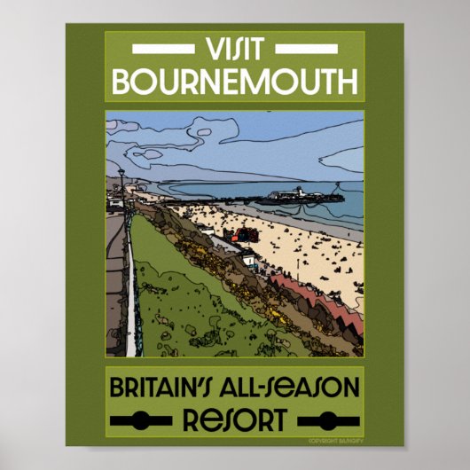 Poster de Bournemouth Vintage Retro Seaside (Devant)