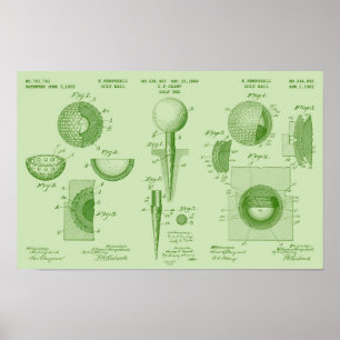 Poster de brevet de golf vintage 1 vert frais