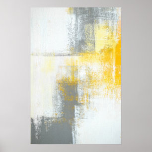 Poster De "but art abstrait gris et Brown plus haut"