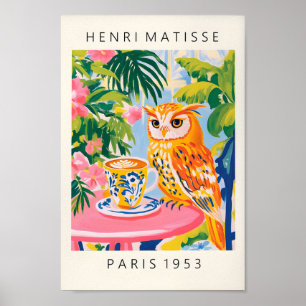 Poster de café de hibou, Imprimé d'oiseaux, Maxima