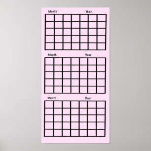 Poster de calendrier rose 3 mois