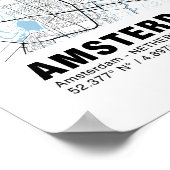 Poster de carte Amsterdam - Carte blanche Amsterda (Coin)