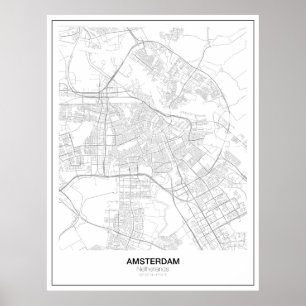Poster de carte minimaliste Amsterdam (style 2)