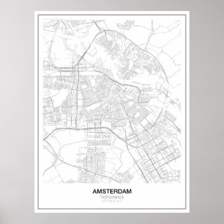 Poster de carte minimaliste Amsterdam (style 2)