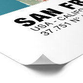 Poster de carte San Francisco - Carte Vintage Cali (Coin)