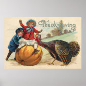Poster de carte Vintage Thanksgiving (Devant)