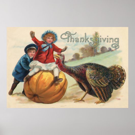 Poster de carte Vintage Thanksgiving (Devant)