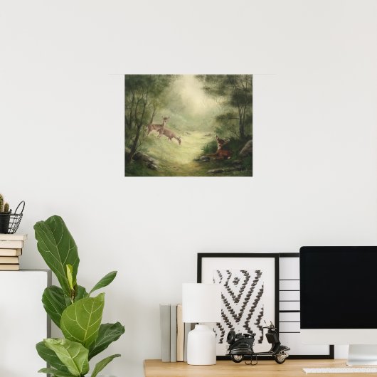 Poster de cerfs (Bureau à domicile)
