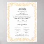 Poster de certification de mariage islamique éléga (Devant)