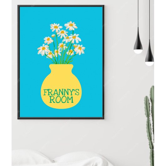 Poster de chambre bleu Vase Fleur Personnalisé