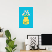 Poster de chambre bleu Vase Fleur Personnalisé (Bureau à domicile)