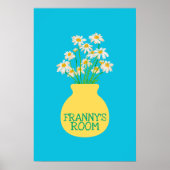 Poster de chambre bleu Vase Fleur Personnalisé (Devant)