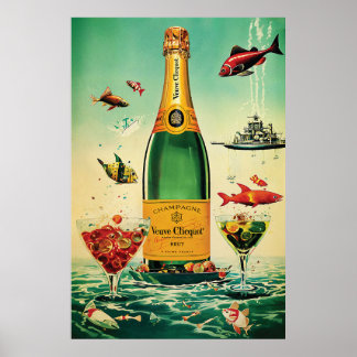 Poster de champagne Veuve Cliquot, Annonces Vintag