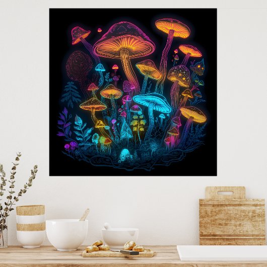 Poster de champignons psychédélique (Cuisine)