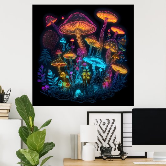 Poster de champignons psychédélique (Bureau à domicile)