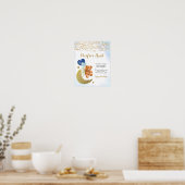 Poster de chasse au Baby shower bleu blanc (Cuisine)