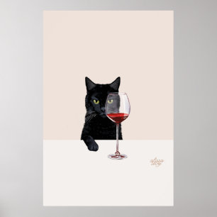 Poster de chat à vin