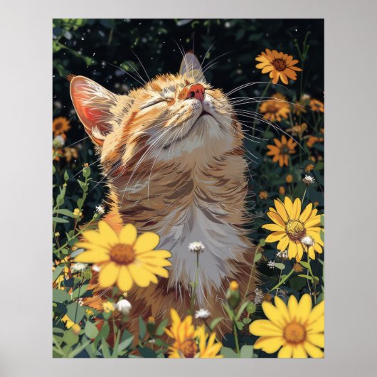 Poster de chat Anime - Illustration de chat mignon (Devant)