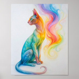 Poster de chat aquarelle
